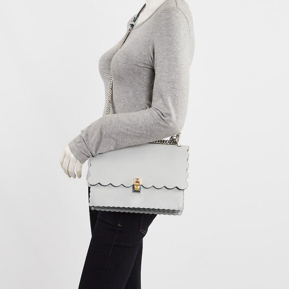 Fendi Light Blue Smooth Leather Kan I Medium Shoulder Bag 8BT283 - Picture 4 of 12